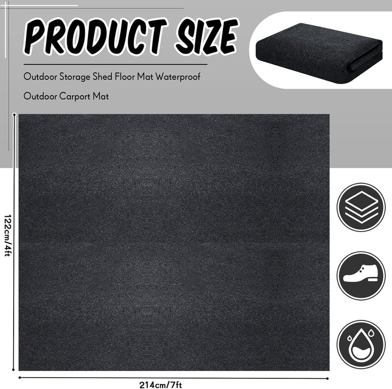 Haull Outdoor Storage Shed Floor Moat Waterproof Outdoor Carport Mat Thickened Soft Patio Furniture Pad Washable with Non Slip Backing, Storage Shed Not Included(4 x 7 ft) - Image 2